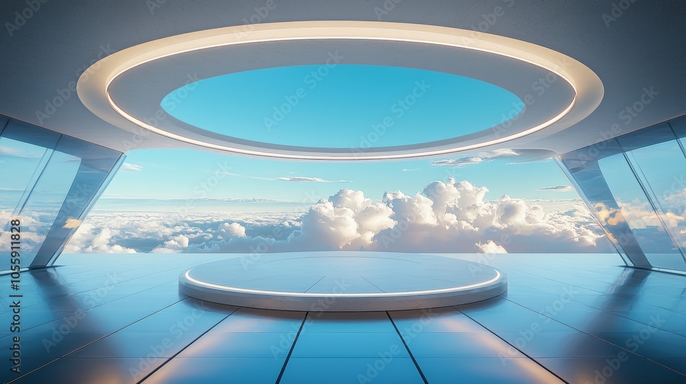 Exhibition halls and booths with a sense of future technology Exhibition halls and booths with a sense of future technology
