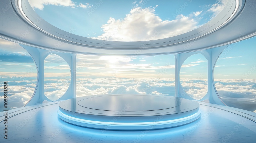 Fototapeta premium Exhibition halls and booths with a sense of future technology