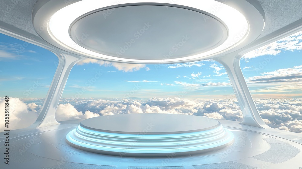 Fototapeta premium Exhibition halls and booths with a sense of future technology