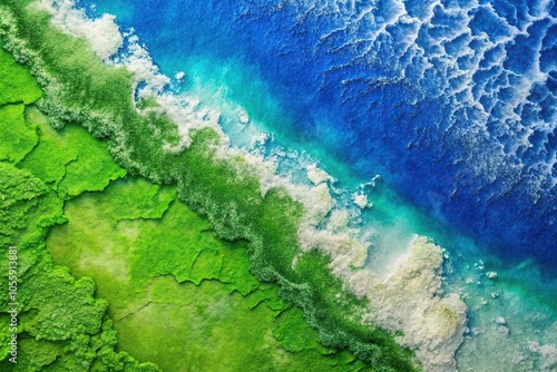 paint texture background in green, white, and blue aerial view