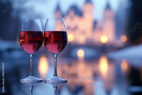 Romantic Evening with Wine and Scenic Background