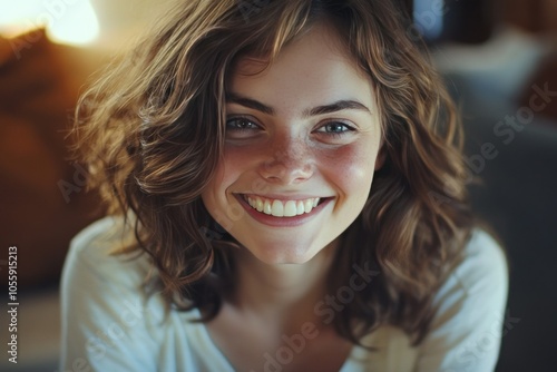 Joyful Young Woman with Beautiful Smile