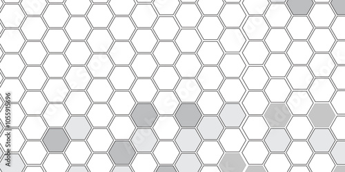 Vector geometric seamless texture symbol. Hexagon, bees hive cells pattern. Bee honey shapes. Abstract pattern with hexagonal white and gray technology line paper background.   Stylish grid texture. 
