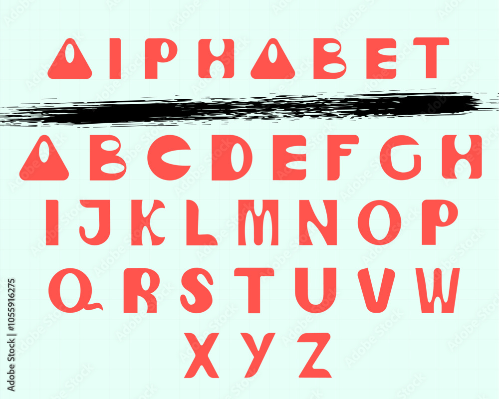 Fototapeta premium Vector alphabet in a playful kids' style. Fun letters for design.