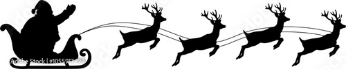 illustration Santa's Sleigh Silhouette 