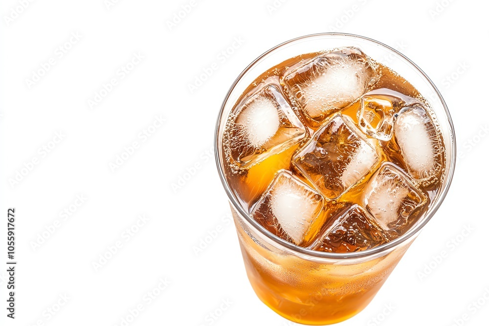 Refreshing iced tea in a glass filled with ice cubes, perfect for hot days and a delightful beverage choice. Refreshing iced tea in a glass filled with ice cubes, perfect for hot days and a delightful beverage choice.