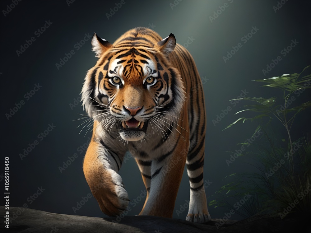 Obraz premium angry wild tiger in dark