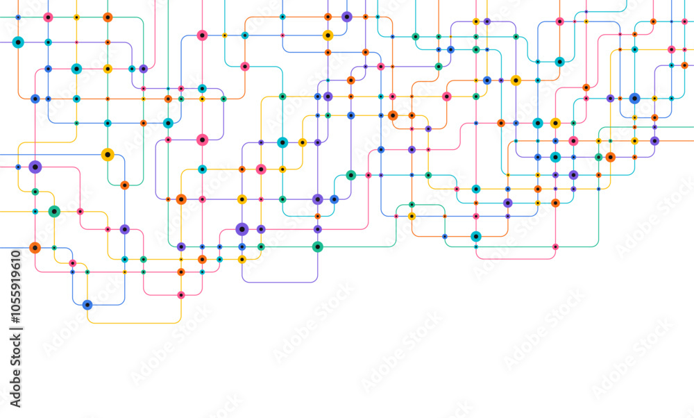 Circuit connect lines and dots. Network technology and Connection concept. Decentralized network nodes connections Circuit connect lines and dots. Network technology and Connection concept. Decentralized network nodes connections