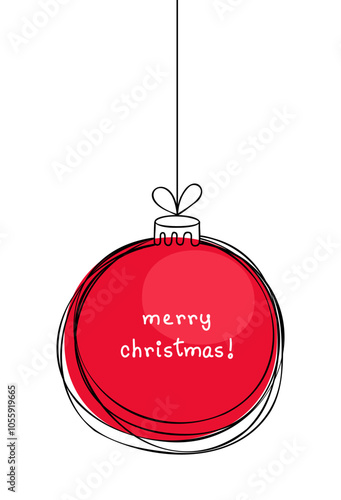 Doodle simple modern red christmas ball