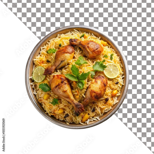 Biryani isolated on white background.