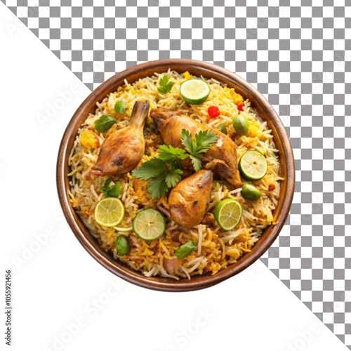 Biryani isolated on white background.