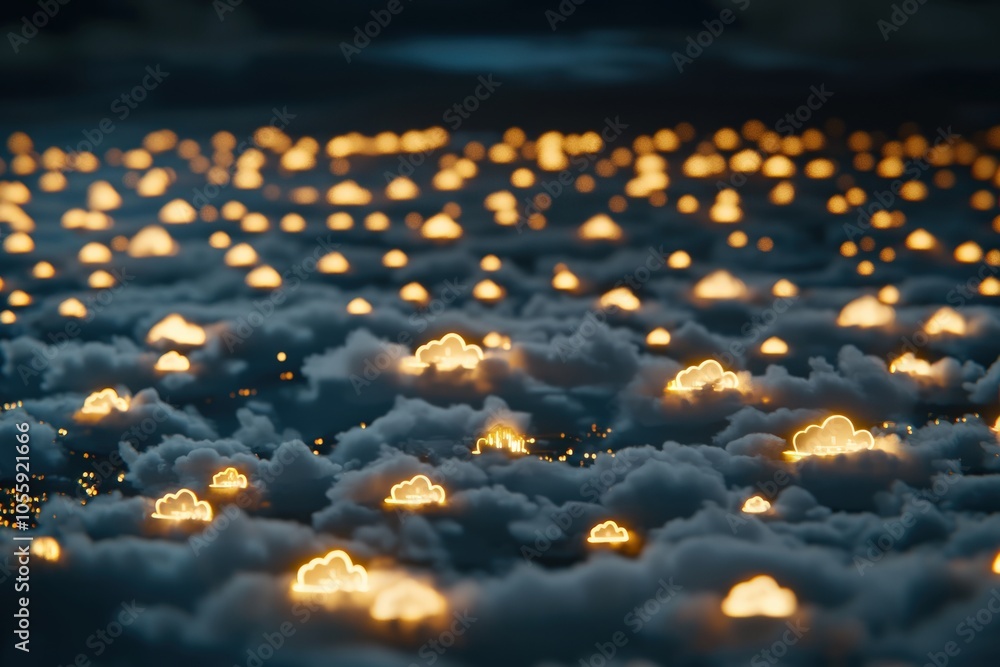 Obraz premium Illuminated Clouds A Dreamy Landscape of Light and Imagination in the Sky