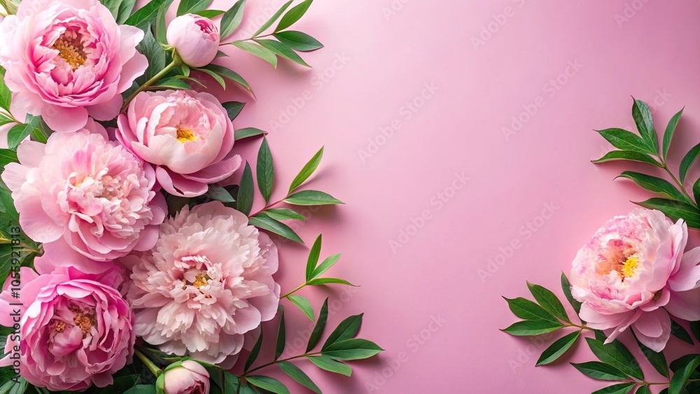 Pastel pink background with soft peony flowers and lush greenery, garden, flower, pastel pink, simple Pastel pink background with soft peony flowers and lush greenery, garden, flower, pastel pink, simple