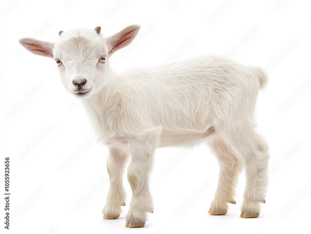 Young kid Girgentana goat, sicilian breed, isolated on white Young kid Girgentana goat, sicilian breed, isolated on white