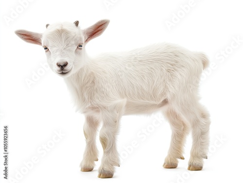 Young kid Girgentana goat, sicilian breed, isolated on white