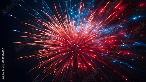 Colorful Firework Display Lighting up the Night Sky During a Summer Celebration in July