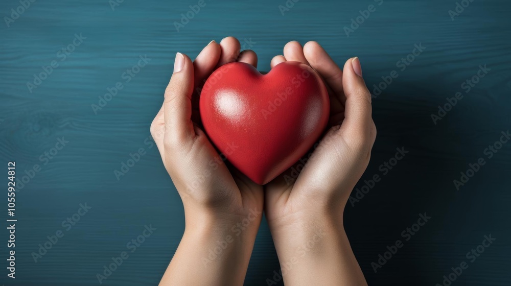 A person is holding a red heart in their hands A person is holding a red heart in their hands