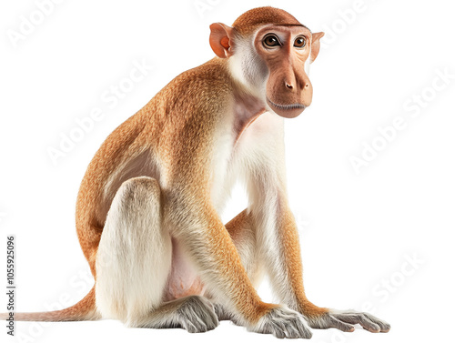 a monkey sitting on a white background photo