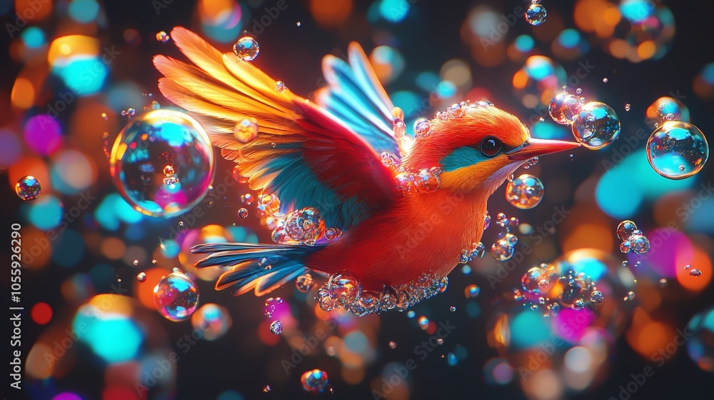 Kingfisher Underwater Grasping Prey with Talons and Focused Expression Kingfisher Underwater Grasping Prey with Talons and Focused Expression