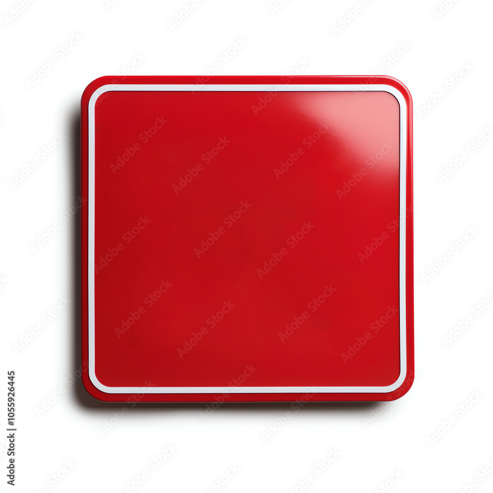 A clean, shiny red square sign with a white border, ideal for symbols, icons, or decorative designs. A clean, shiny red square sign with a white border, ideal for symbols, icons, or decorative designs.