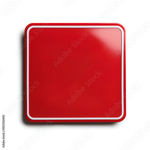 A clean, shiny red square sign with a white border, ideal for symbols, icons, or decorative designs.