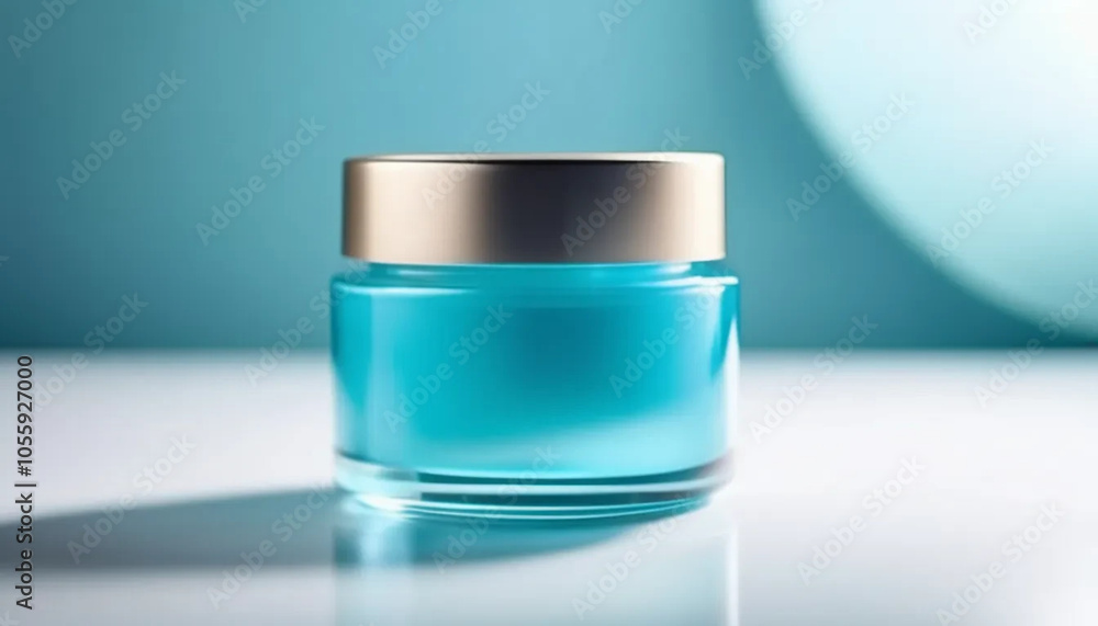 Little blue glass jar for face cream, ai Little blue glass jar for face cream, ai