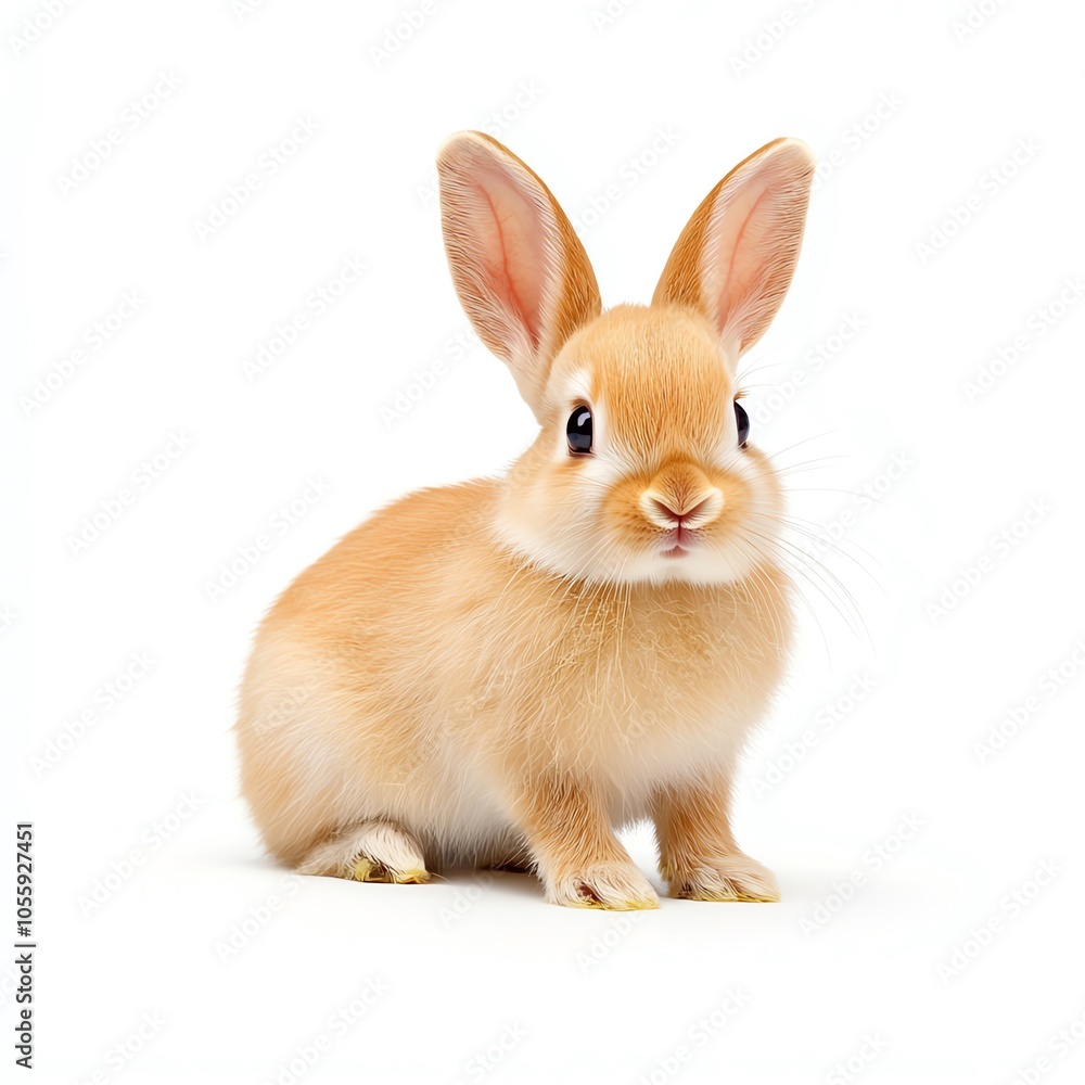 Cute fluffy rabbit sitting on a white background. Perfect for nature, pets, or animal-related themes. Cute fluffy rabbit sitting on a white background. Perfect for nature, pets, or animal-related themes.