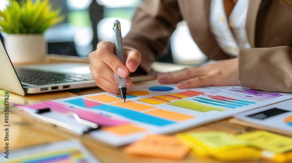 A woman is writing on a piece of paper with a pen A woman is writing on a piece of paper with a pen