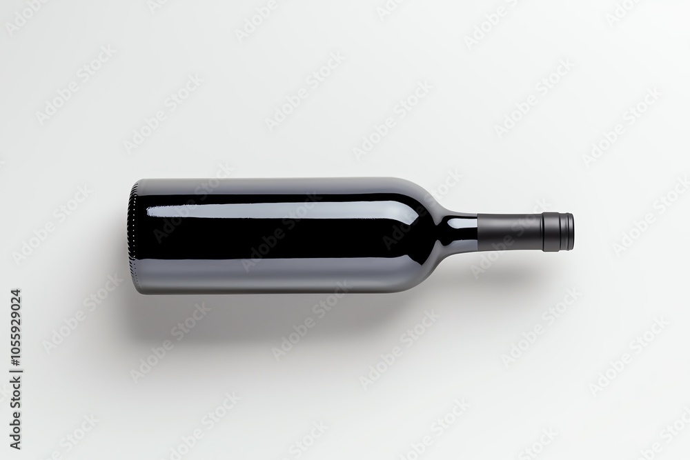 A sleek, empty black wine bottle resting isolated on white background, ideal for showcasing wine-related themes in photography. A sleek, empty black wine bottle resting isolated on white background, ideal for showcasing wine-related themes in photography.