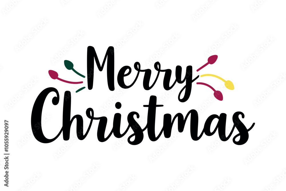 Fototapeta premium Elegant Merry Christmas Typography with Festive Lights - Minimalist Holiday Greeting Design