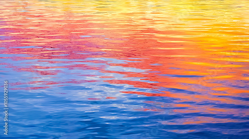 Vibrant reflections on tranquil water surface