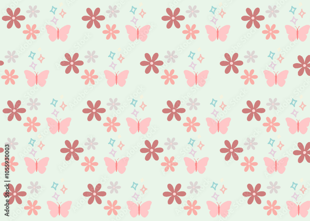 Pink, Brown Floral with Butterfly Oriental Seamless Pattern Traditional Design for Background, Carpet, Wallpaper, Clothing, Wrapping, Batik, Fabric, Vector, Illustration, Embroidery Style Pink, Brown Floral with Butterfly Oriental Seamless Pattern Traditional Design for Background, Carpet, Wallpaper, Clothing, Wrapping, Batik, Fabric, Vector, Illustration, Embroidery Style