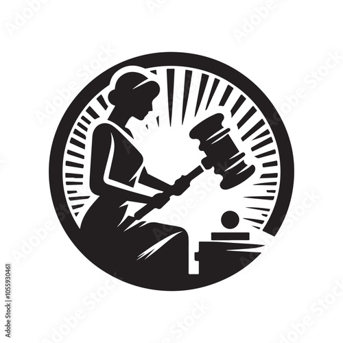 The Hammer of the Court Silhouette Vector | Scales of Justice Clipart for Legal Designs