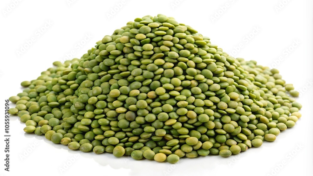 pile of green lentil isolated on white background macro pile of green lentil isolated on white background macro