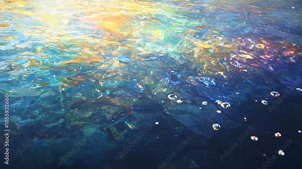 Fototapeta premium Colorful reflections on shimmering water surface