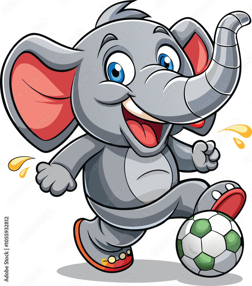 Obraz premium Elephant playing football clipart vector