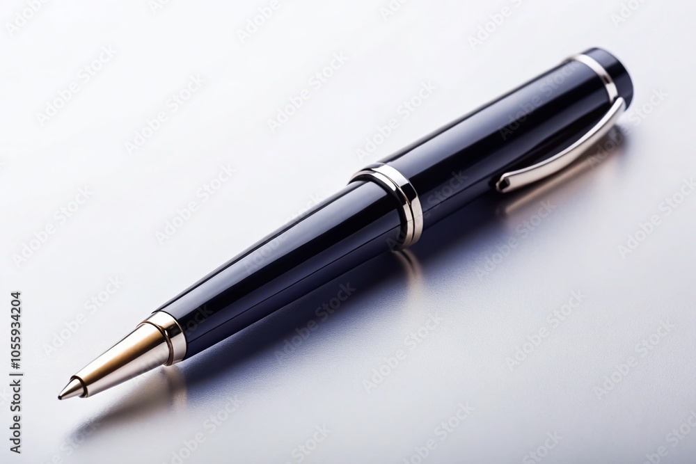 Sleek Black Pen Close-Up on White Background for Modern Design and Precision Writing Sleek Black Pen Close-Up on White Background for Modern Design and Precision Writing