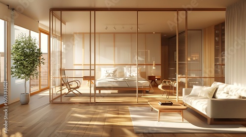 Wallpaper Mural Modern Interior of Stylish Living Room ,Wall Mock Up, Frame , Poster with Beautiful Background, 3d render Torontodigital.ca