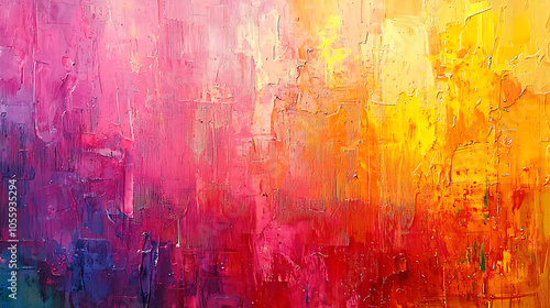Vibrant abstract painting with warm and cool color blends
