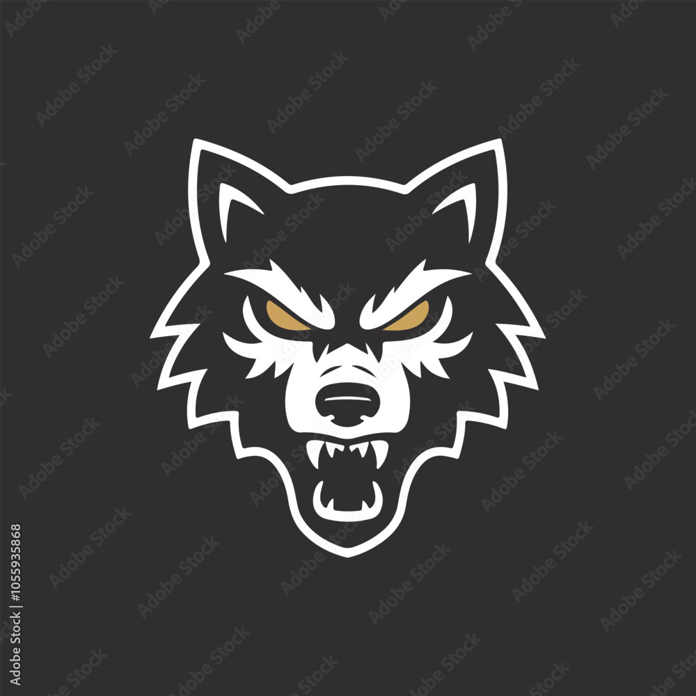 Angry Wolf Head Mascot Silhouette Vector Design Angry Wolf Head Mascot Silhouette Vector Design