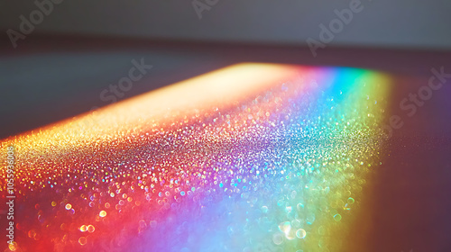 Vibrant rainbow light reflection on a textured surface photo