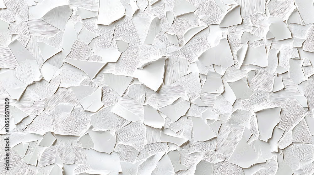 Textured white wall with peeling paint fragments Textured white wall with peeling paint fragments