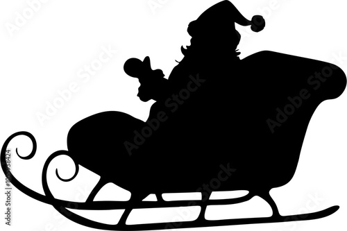 illustration silhouette of santa claus sleigh