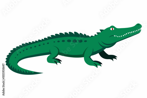 Colorful African Crocodile Silhouette Vector on White Background