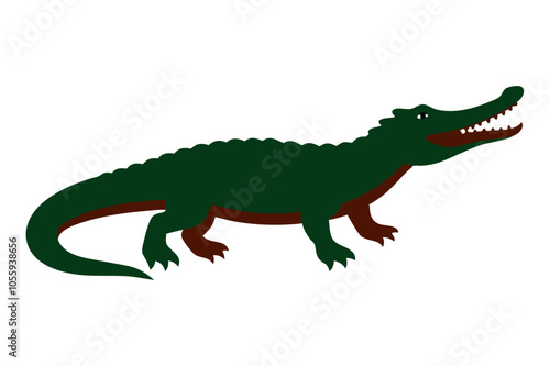 Colorful African Crocodile Silhouette Vector on White Background