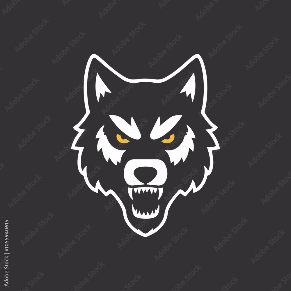 Angry Wolf Head Mascot Silhouette Vector Design Angry Wolf Head Mascot Silhouette Vector Design