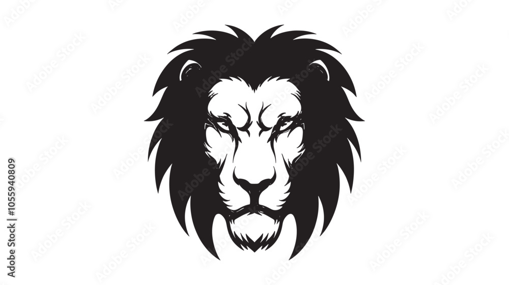 Majestic Lion Head Vector Illustration in Black and White illustration Majestic Lion Head Vector Illustration in Black and White illustration