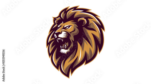 Ferocious Lion Head Logo Design in Bold Vector Style 