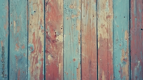 Weathered wooden planks with a colorful patina