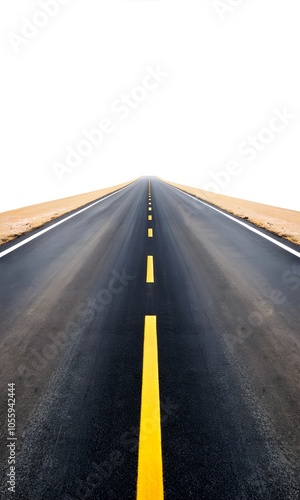  road with a median strip in the middle, isolated on a white background